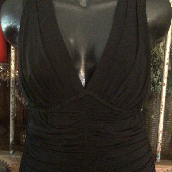 BCBG MAXAZRIA ROUCHED LITTLE BLACK DRESS SIZE LARGE - Picture 4 of 7